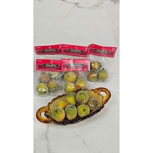 Vintage lot of 23 Holiday Time Xmas Crystal Fruit Ornaments Set of Apples Pears